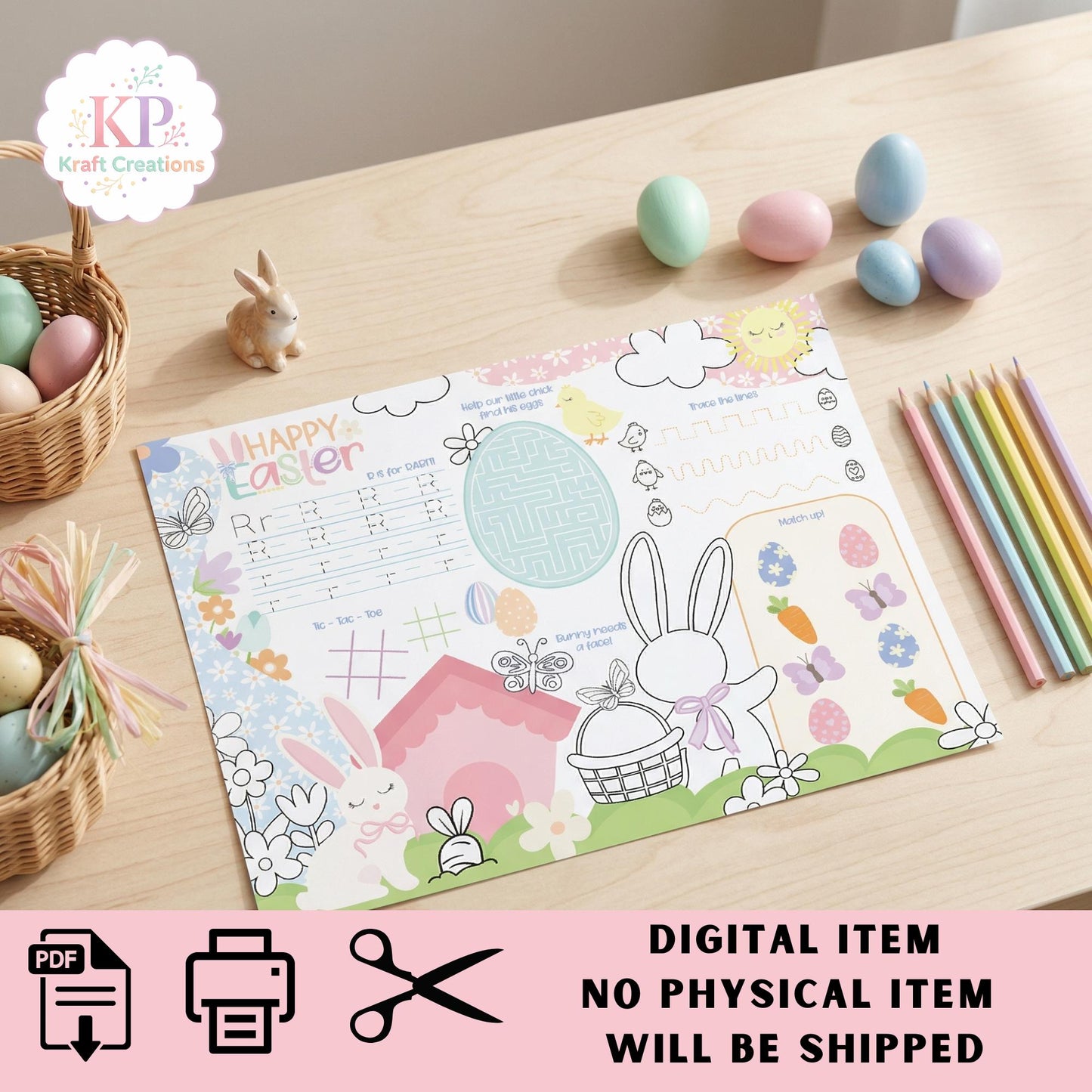 Easter Activity Sheet Printable, Kids Easter Coloring Page, Easter Games PDF, Preschool Easter Worksheet, Easter Instant Download Activity