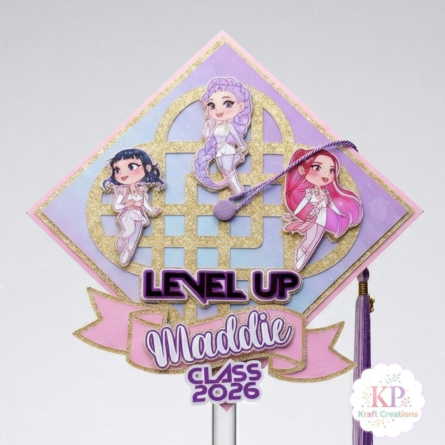 Custom Name K-pop Graduation Cap Topper, Custom Grad Cap Personalized with Name, Preschool Graduation Gift, Preschool Kinder Grad Cap 2026.