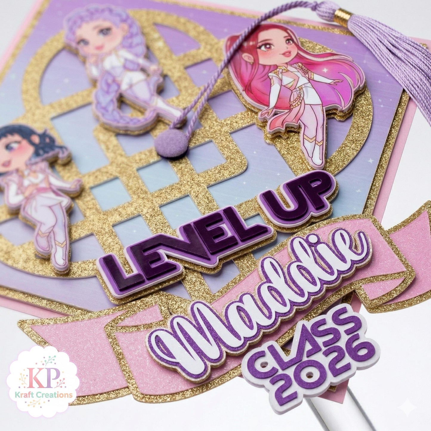 Custom Name K-pop Graduation Cap Topper, Custom Grad Cap Personalized with Name, Preschool Graduation Gift, Preschool Kinder Grad Cap 2026.