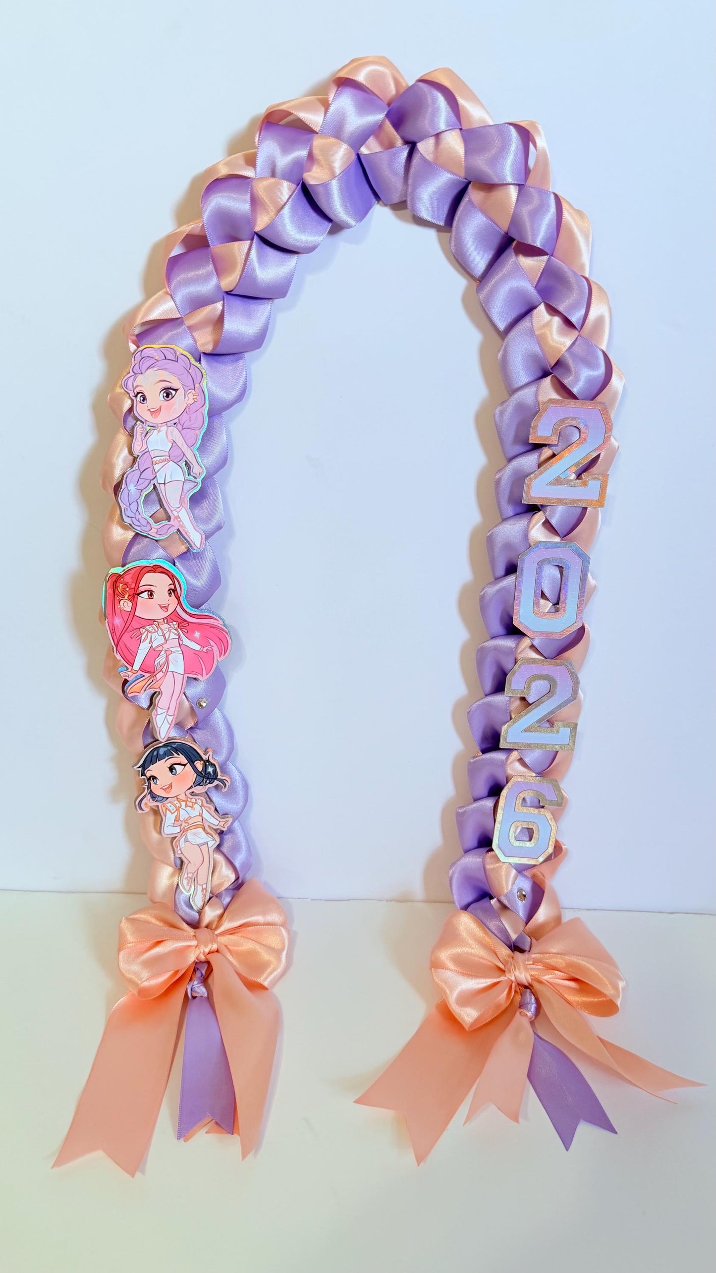 Custom K-pop Preschool Graduation Lei 2026, Kinder Grad Ribbon Lei, Kpop Inspired Grad Gift, Custom Graduation Lei Kids, Satin Ribbon Lei
