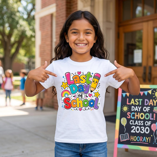 Colorful Last Day of School Shirt for Kids, Rainbow School Tee, Cute End of Year Outfit, Elementary School Celebration Shirt